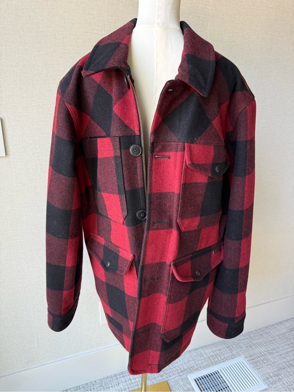 Eddie Bauer Red and Black Buffalo Plaid Field Jacket